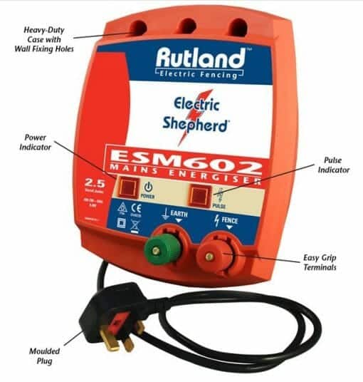 Rutland ESM602 Mains Electric Fence Energiser Kington Farm Supplies
