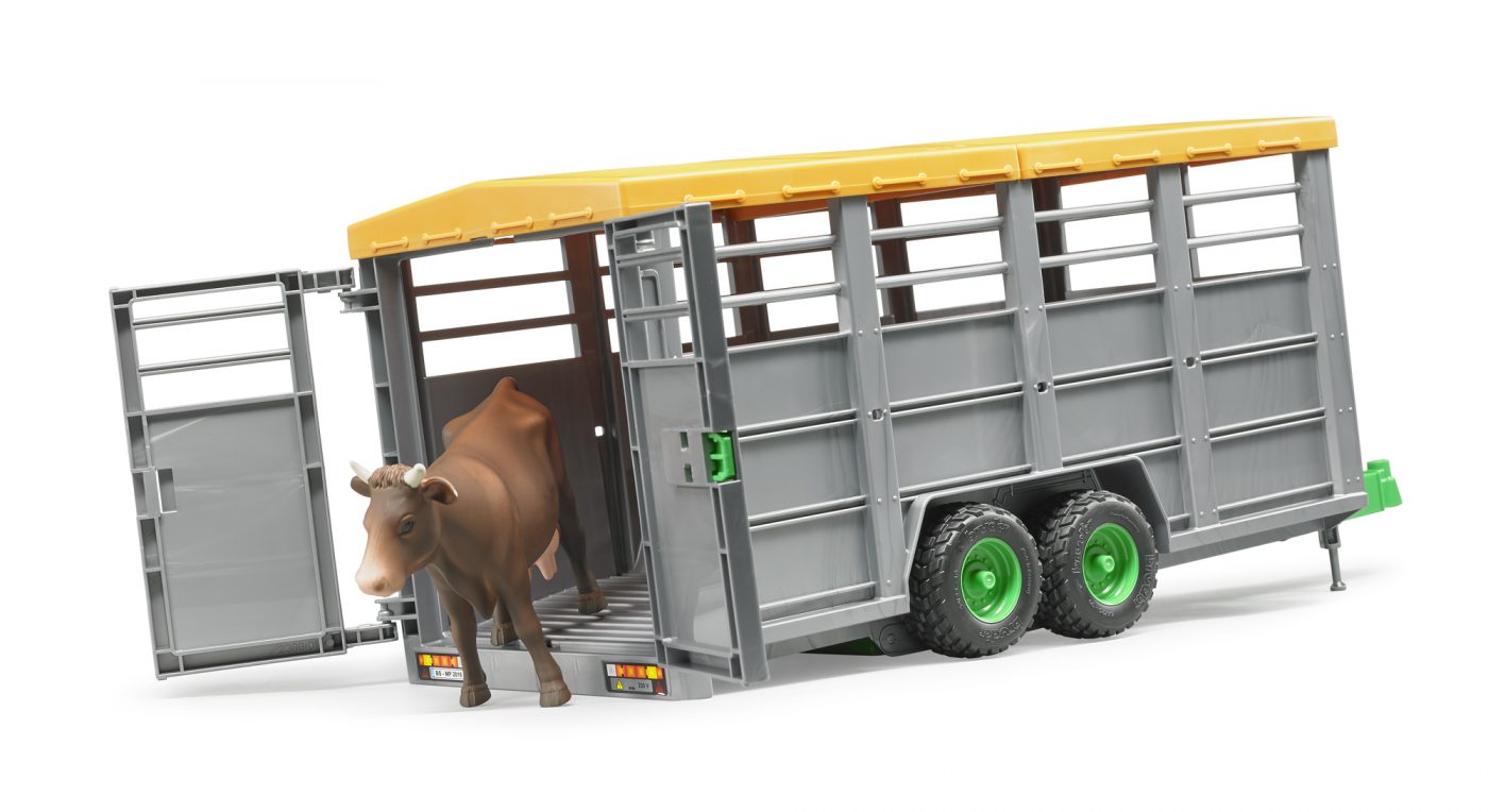 BRUDER Cattle transport trailer including 1 cow (2227) - Kington Farm ...