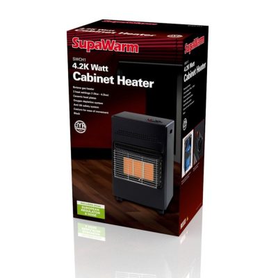 Alternative view of SupaWarm 4.2KW Cabinet Butane Gas Heater includes regulator